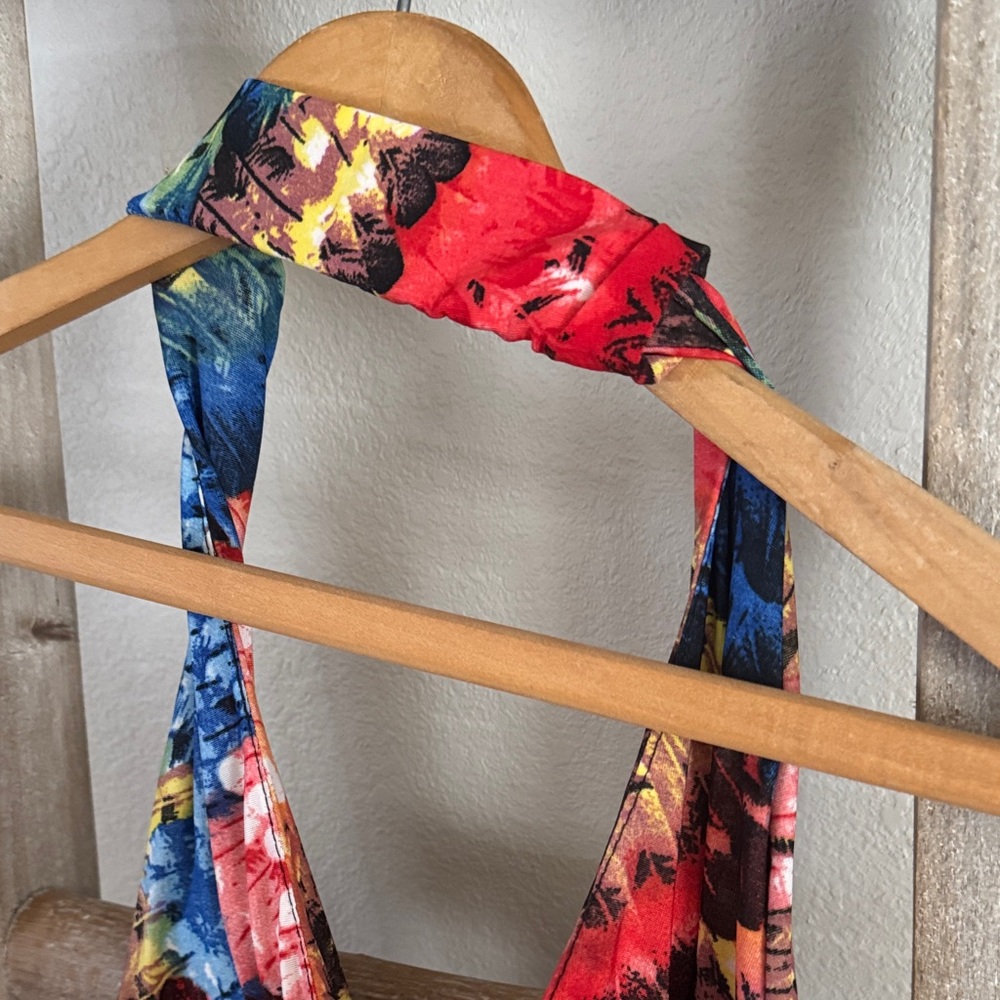 646 Main Colorful Halter Pull Over Maxi Dress Size L/XL - Picture 7 of 8